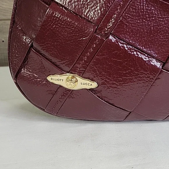 Elliot Lucca Elegant Burgundy Woven Leather Shoulder Bag - Picture 2 of 12